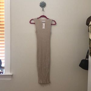 Tan sweater midi dress